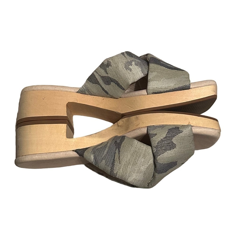 Sanctuary Lively Fabric Leather Square Toe Block Heel Slide Sandals Sz7 - Picture 5 of 11